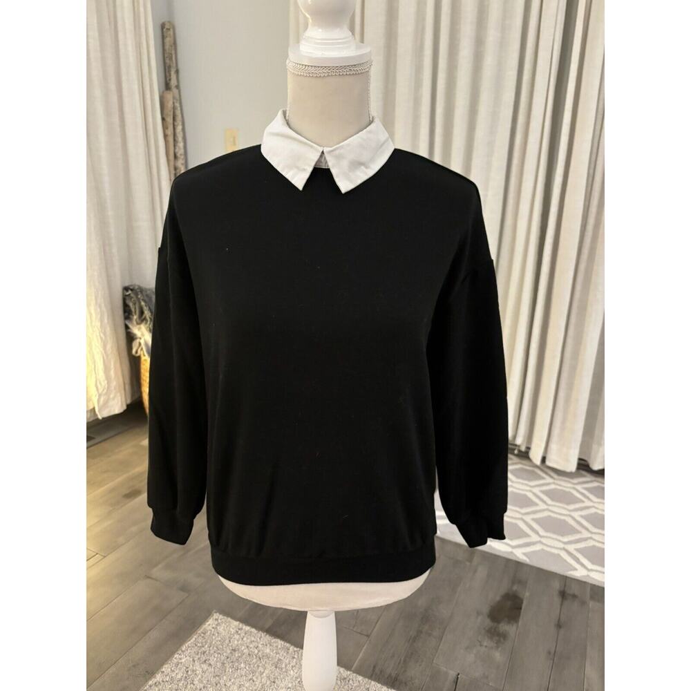 SHEIN EZwear Plus Contrast Collar Drop Shoulder Sweatshirt Girls 11-12